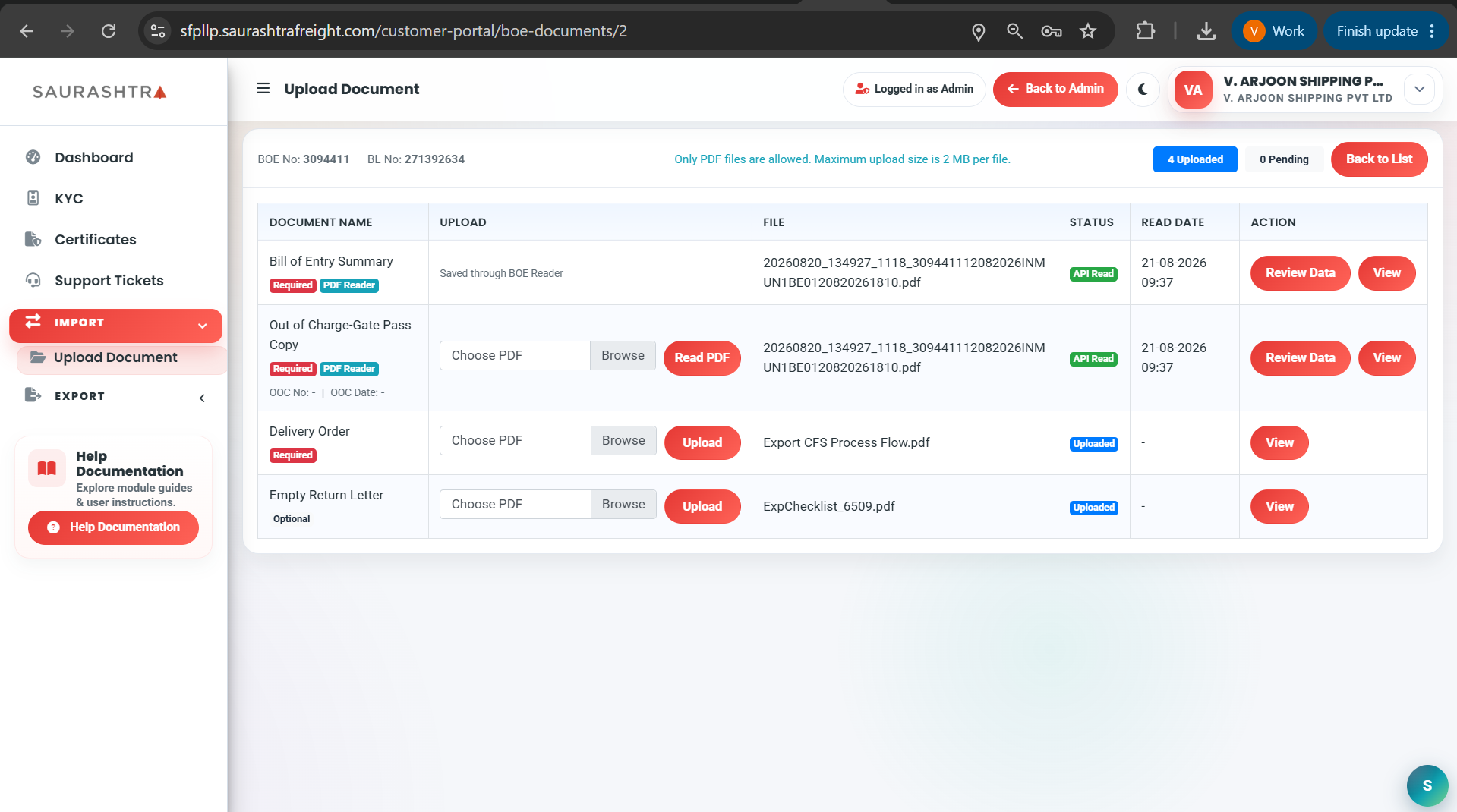 Upload Supporting Documents & Review & Save