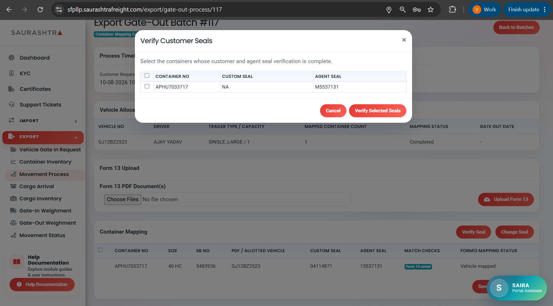 Verify Seal Verification Modal