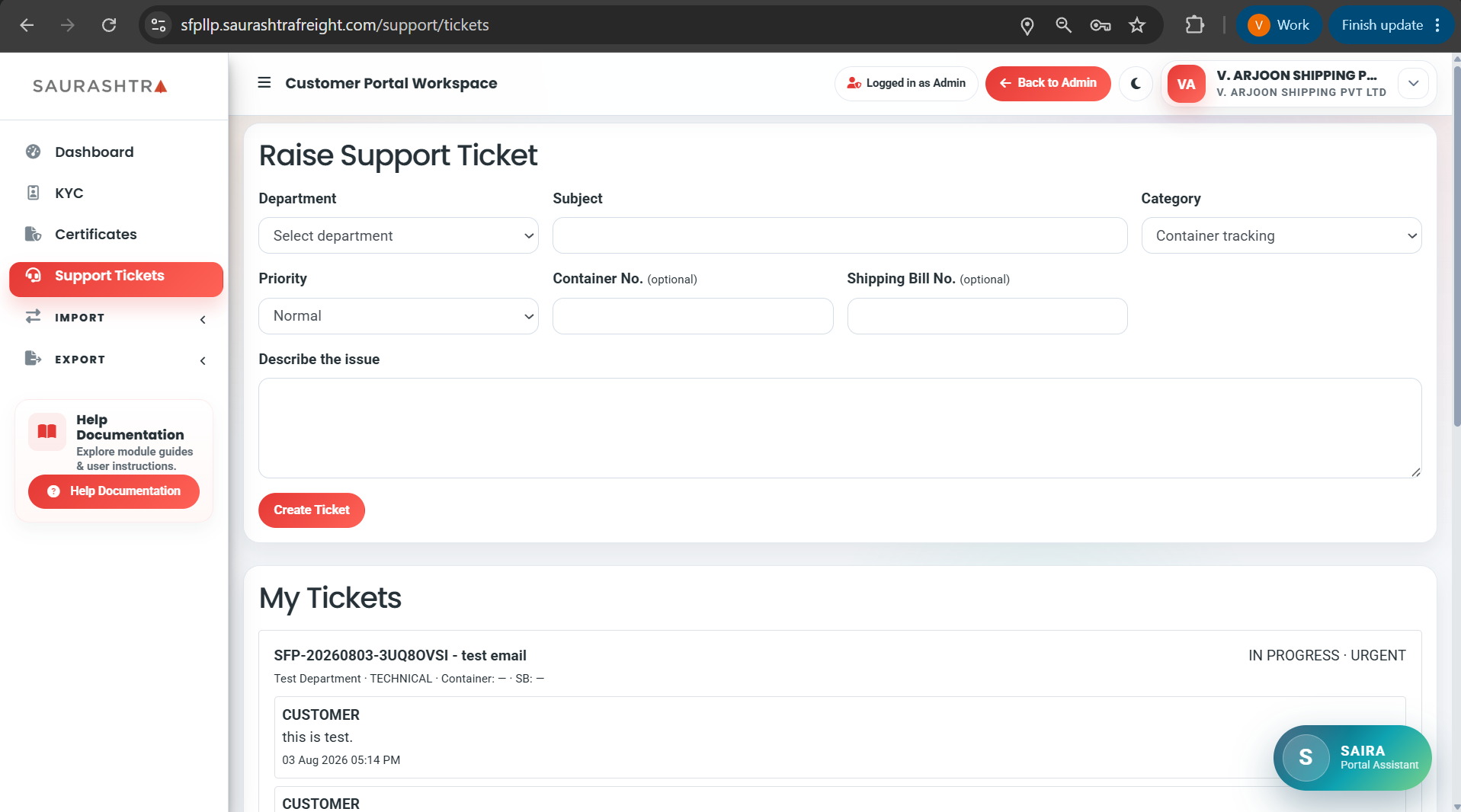 Create Support Ticket Modal